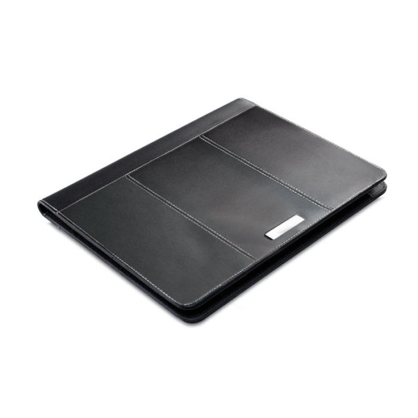 A4 leather portfolio with metal logo plate-MO7163