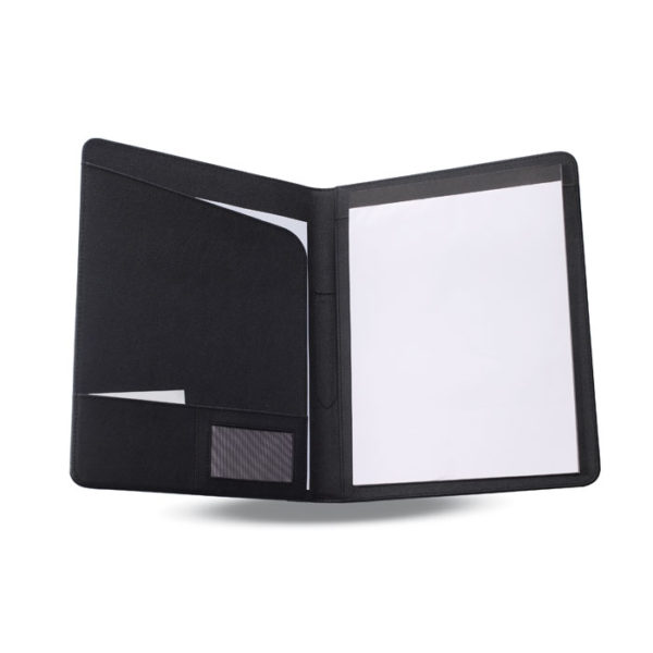 A4 leather portfolio with metal logo plate-MO7163