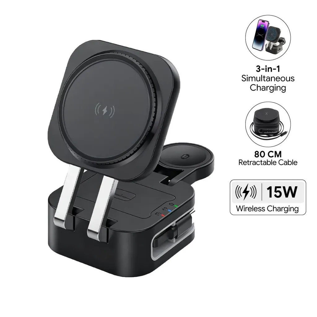 ITWC 1279 TRIODE @memorii 4 in 1 Foldable Wireless Fast Charging Station