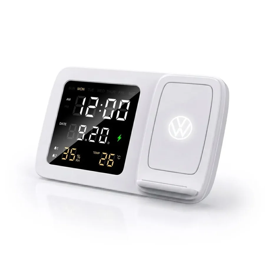 RISE - Giftology Digital Alarm Clock Wireless Charger - White