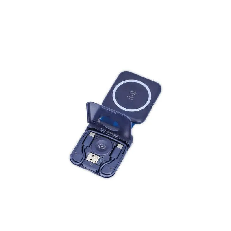 TURIN - @memorii Foldable Wireless Charger and Multicable Set - Navy Blue