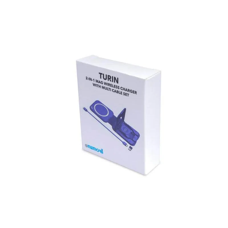 TURIN - @memorii Foldable Wireless Charger and Multicable Set - Navy Blue